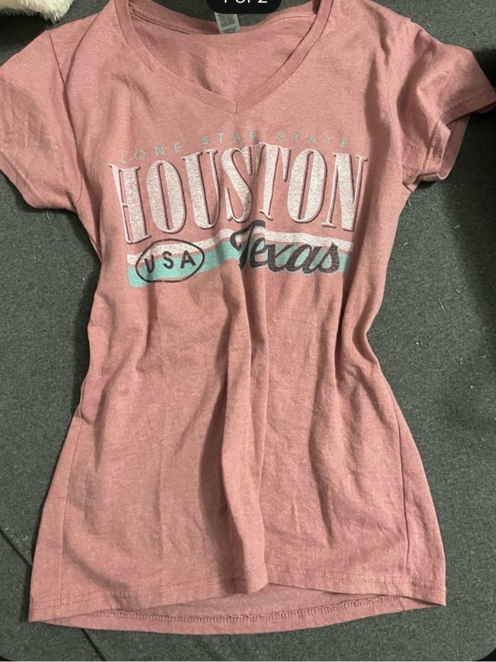 Gildan Rose Pink Houston Texas V‑Neck Graphic Tee